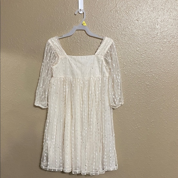 Wonder Nation Cream Kids Dress with Sheer Sleeves -size 8 - Picture 2 of 8